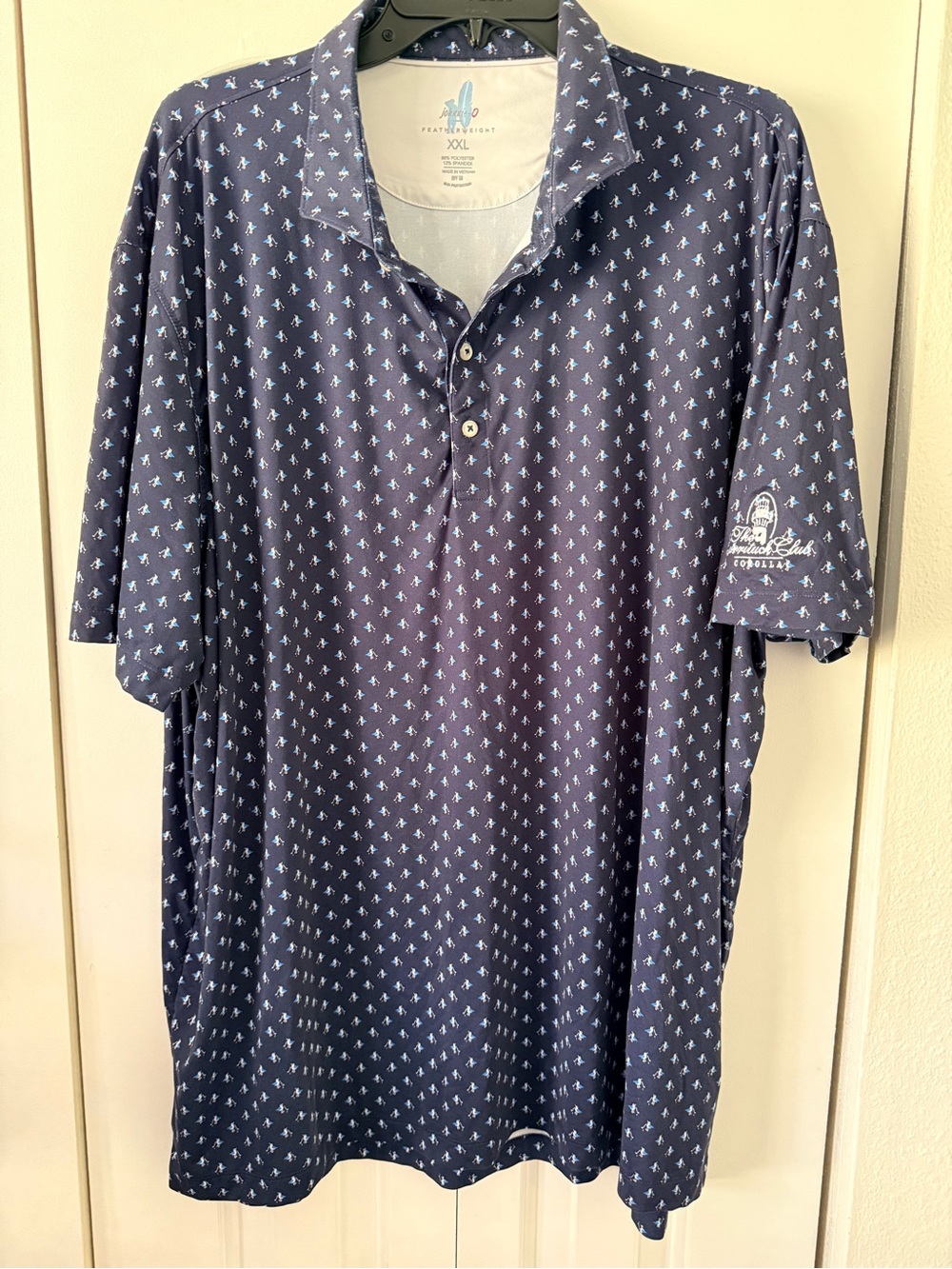 johnnie-O Men's Featherweight XXL Golf Polo Country Club Logo Navy